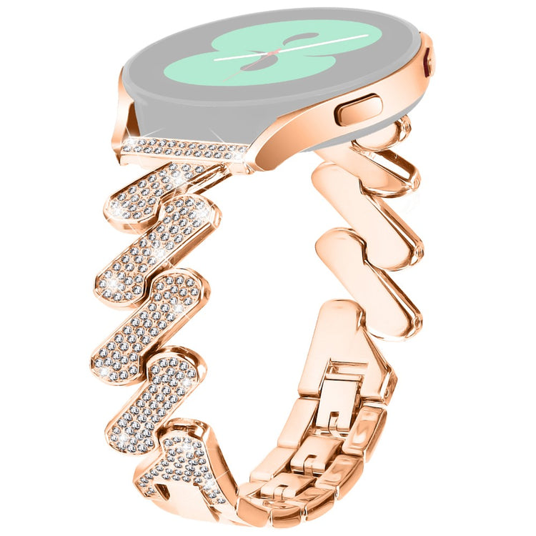 Samsung Galaxy Watch FE 40mm Bling Rhinestone Decor Watch Band Hard Alloy Bracelet - Rose Gold#serie_3