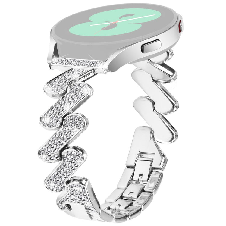 Samsung Galaxy Watch FE 40mm Bling Rhinestone Decor Watch Band Hard Alloy Bracelet - Silver#serie_4