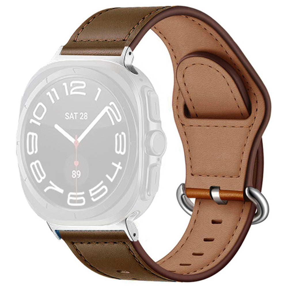 KALEBOL Samsung Galaxy Watch Ultra 47mm Watch Strap Genuine Cow Leather Wrist Band - Coffee#serie_4