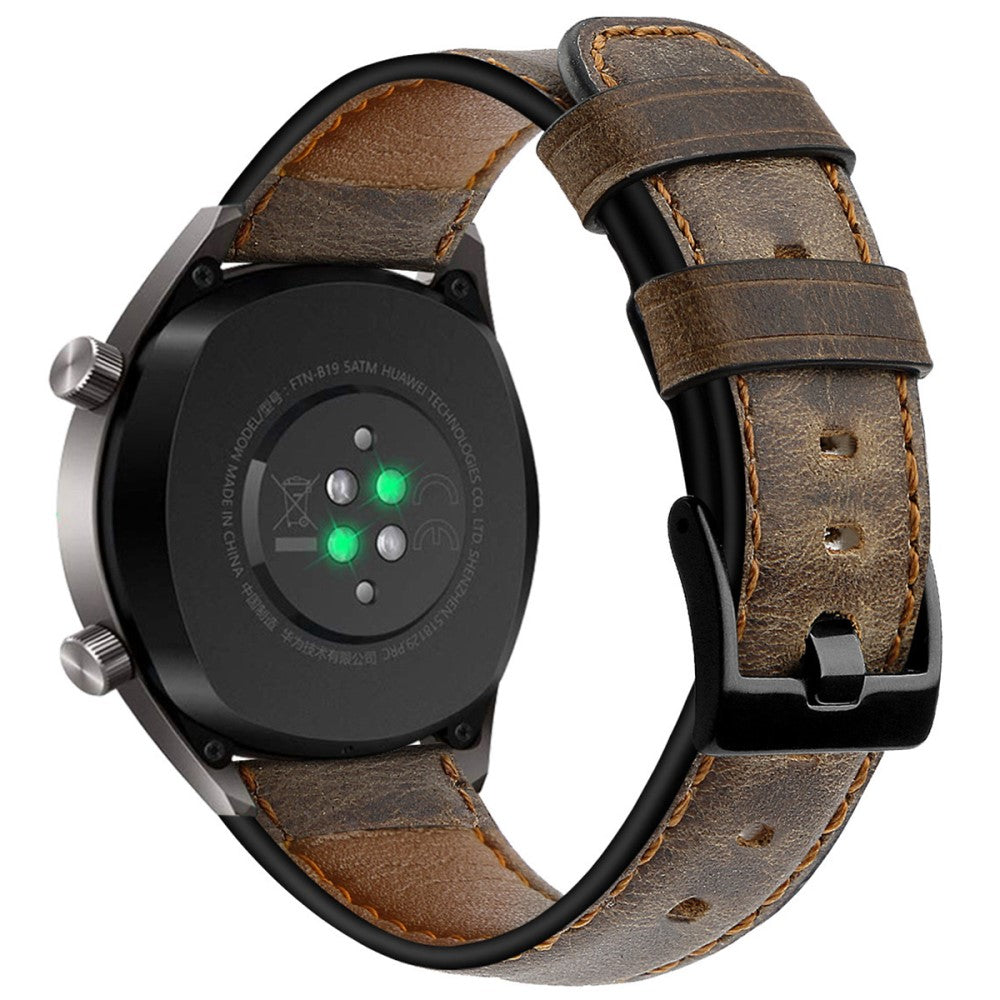 KALEBOL Huawei Watch 4 Pro / Watch 4 / Watch GT 4 46mm Crackle Genuine Cow Leather Wrist Strap 22mm - Dark Coffee#serie_1