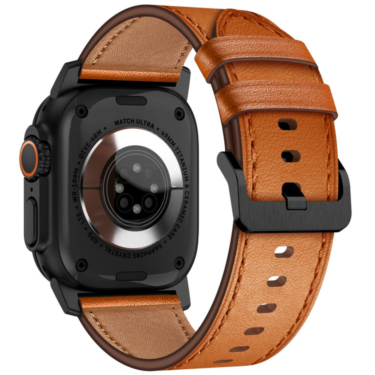 KALEBOL Apple Watch Series 49mm - 45mm - 44mm - 42mm Cowhide Leather Band - Black+Brown#serie_5