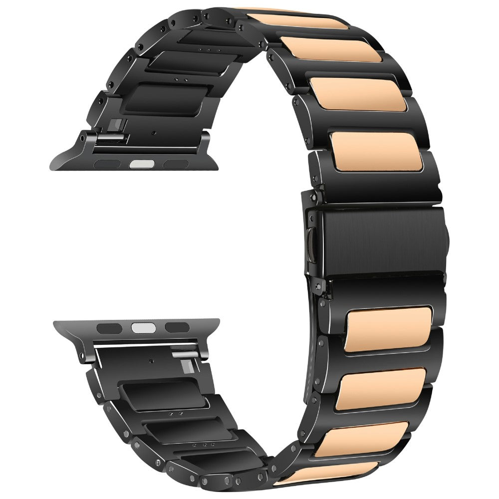 KALEBOL Apple Watch Series 41mm - 40mm - 38mm Zinc Alloy Watch Band - Black+Rose Gold#serie_2