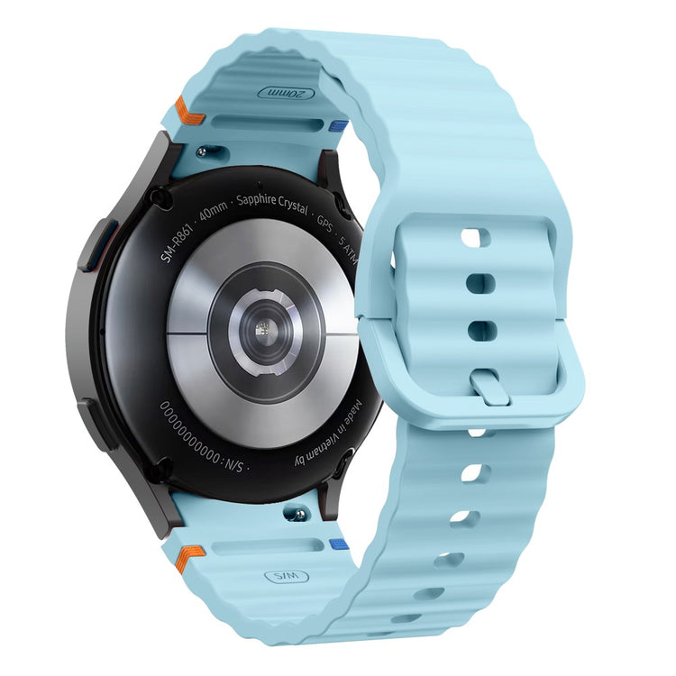 Samsung Galaxy Watch 20mm Wave Design Watch Band Stitching Line Decor Silicone Strap - Baby Blue#serie_8