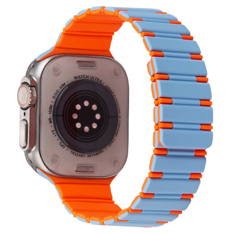 Apple Watch Series 49mm - 45mm - 44mm - 42mm Magnetic Smartwatch Band - Mist Blue+Orange#serie_2