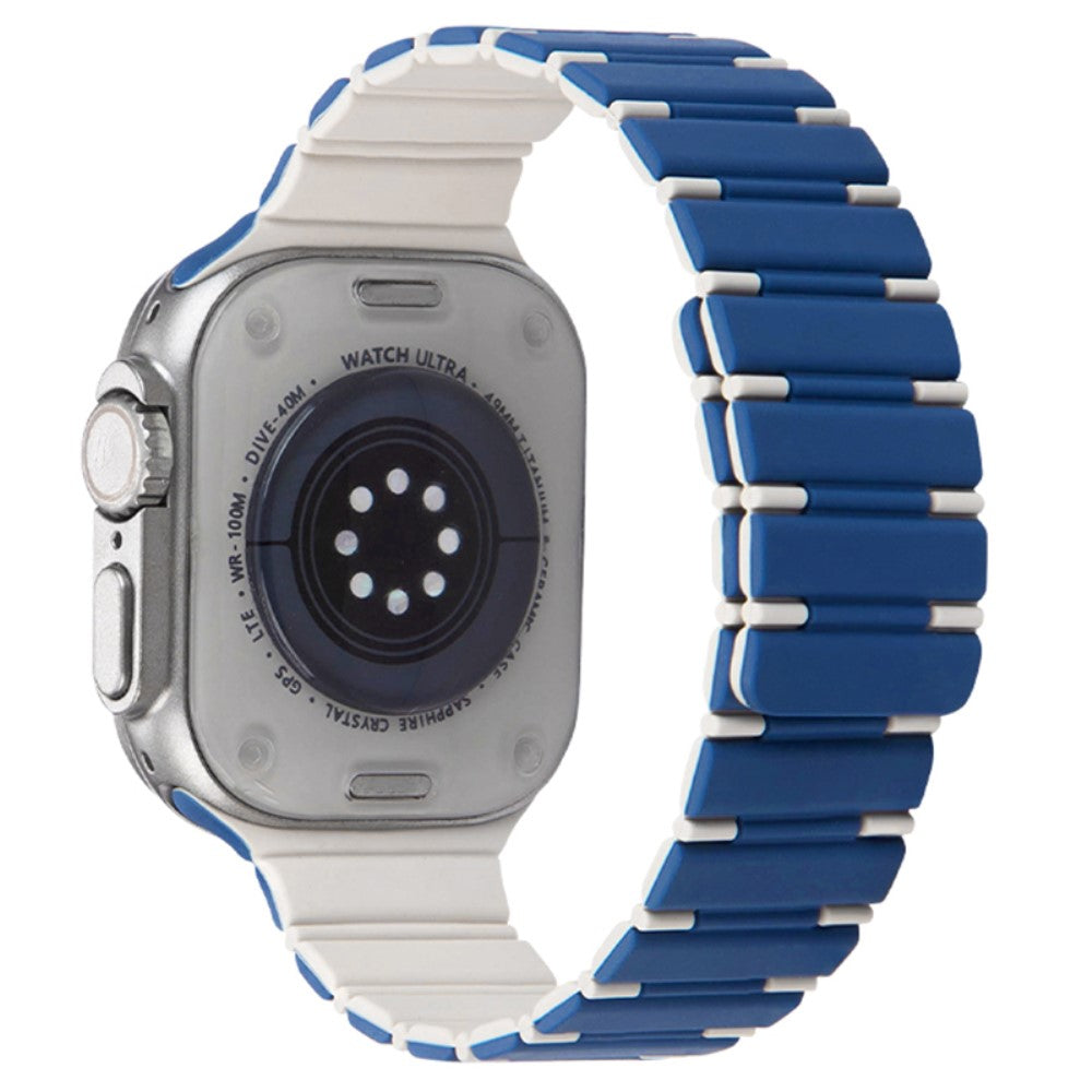 Apple Watch Series 49mm - 45mm - 44mm - 42mm Magnetic Smartwatch Band - Dark Blue+White#serie_4