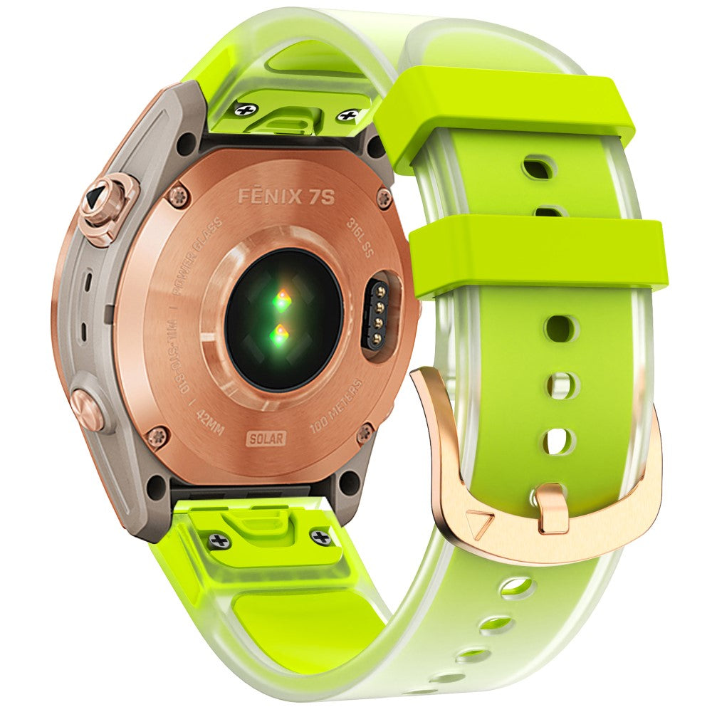 Garmin Fenix 7S Quickfit 20mm Transparent Design Watch Strap Adjustable Silicone Band - Lime#serie_8