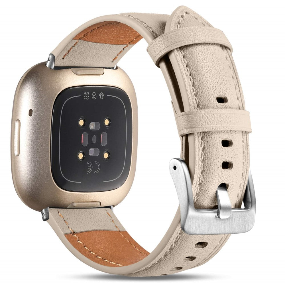 Fitbit Versa 4 / Fitbit Sense 2 Watch Strap Genuine Cow Leather Wrist Band - Apricot#serie_5