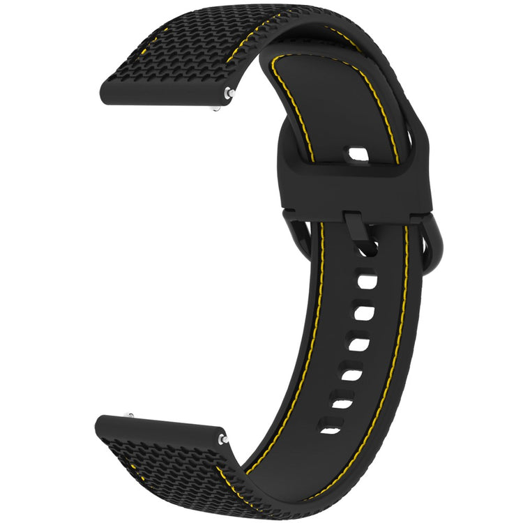 Samsung Galaxy Watch3 45mm / Garmin Forerunner 265 / Venu 3 Stitching Line Silicone Watch Band 22mm Wrist Strap - Black+Yellow Line#serie_5