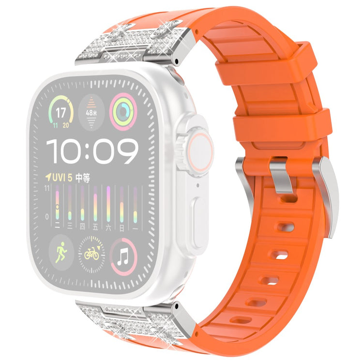 Apple Watch Series 41mm - 40mm - 38mm Rhinestone Silicone Rubber Strap - Orange#serie_3