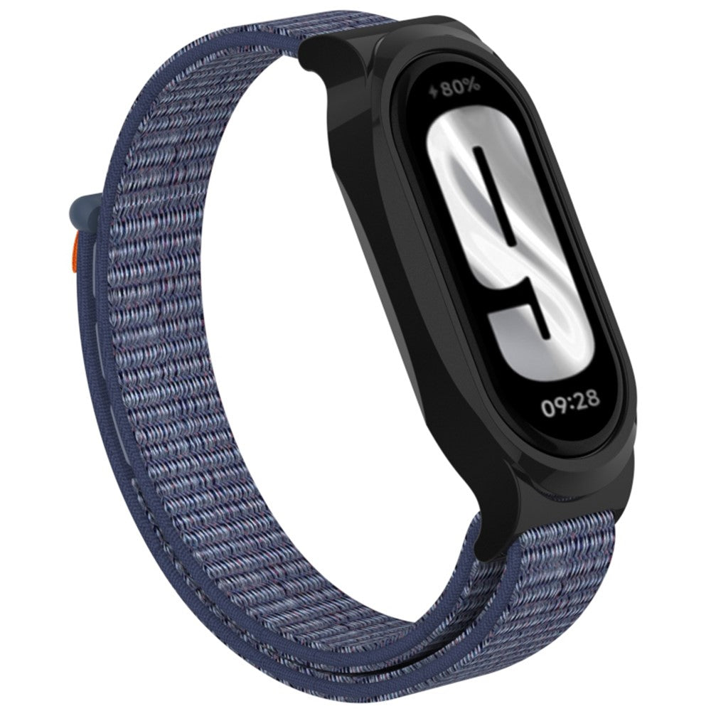 Xiaomi Mi Band 9 / Smart Band 8 Watch Band Nylon Loop Wrist Strap with Bump Resistant Watch Case - Midnight Blue#serie_14