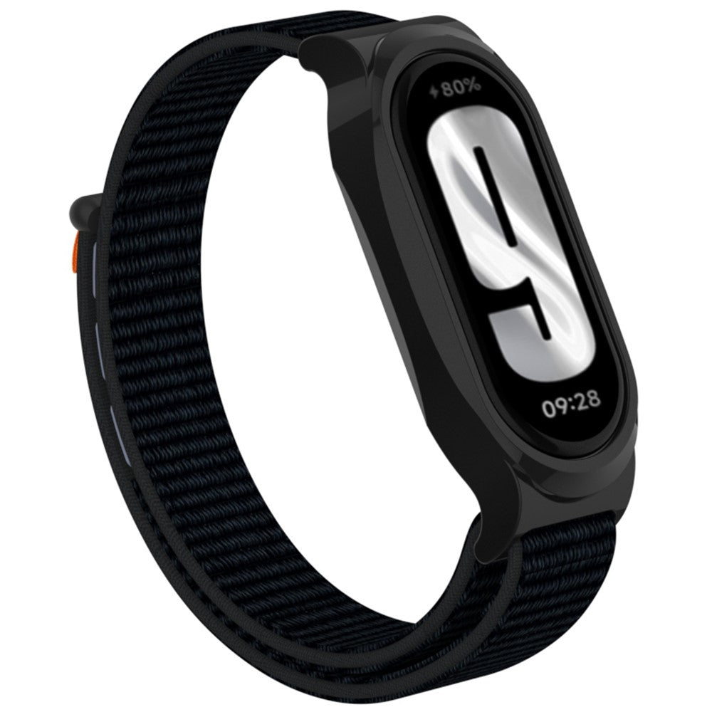 Xiaomi Mi Band 9 / Smart Band 8 Watch Band Nylon Loop Wrist Strap with Bump Resistant Watch Case - Deep Black#serie_16