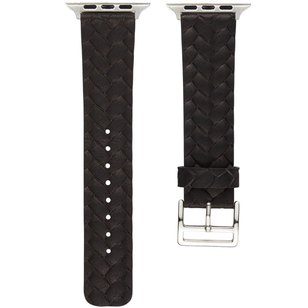 KALEBOL Apple Watch Series 41mm - 40mm - 38mm Braided Leather Watch Strap - Black#serie_2