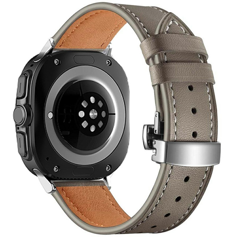 Samsung Galaxy Watch Ultra 47mm Watch Strap Genuine Cow Leather Wrist Band with Butterfly Buckle - Grey#serie_4