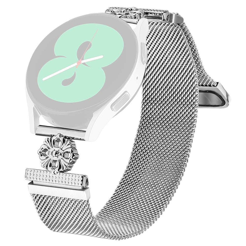 Samsung Galaxy Watch3 41mm Milanese Band Flower Stainless Steel Magnetic Mesh Watch Strap - Silver#serie_1