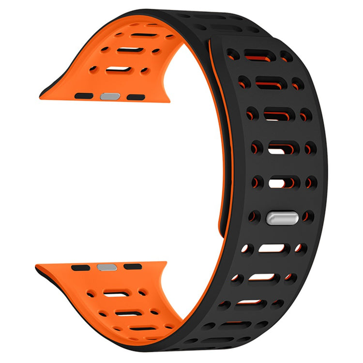 Apple Watch Series 49mm - 45mm - 44mm - 42mm Magnetic Silicone Sport Band - Black  /  Orange#serie_3