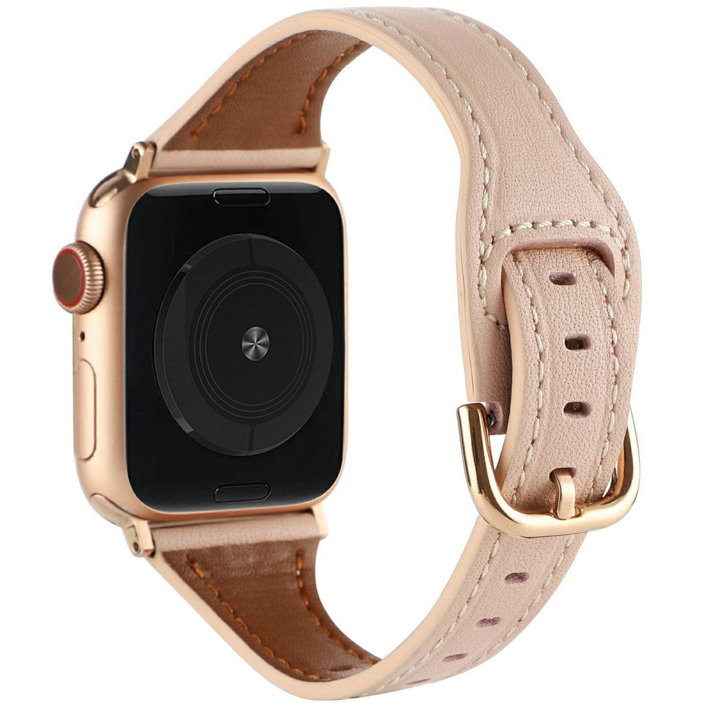 Apple Watch Series 41mm - 40mm - 38mm Genuine Cow Leather Strap - Pink+Rose Gold Buckle#serie_1