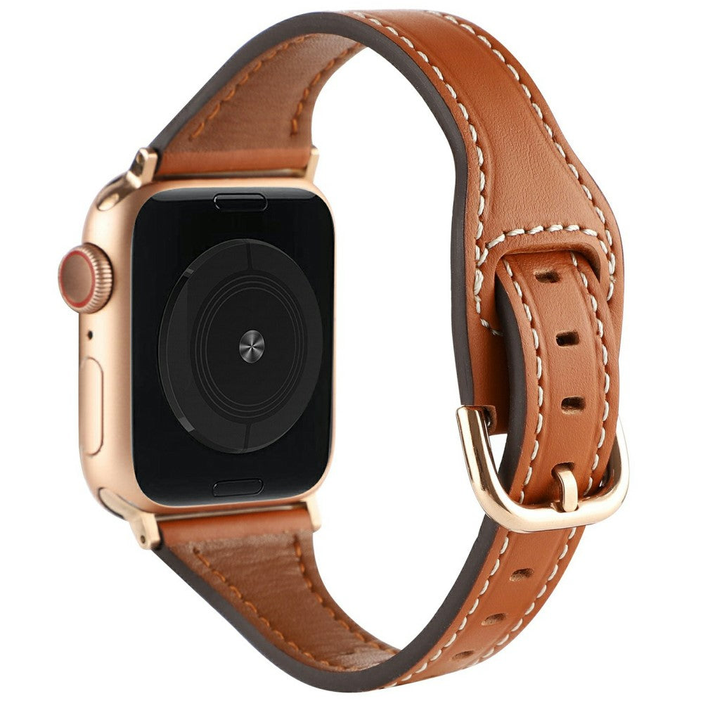 Apple Watch Series 49mm - 45mm - 44mm - 42mm Watch Strap - Brown+Rose Gold Buckle#serie_5