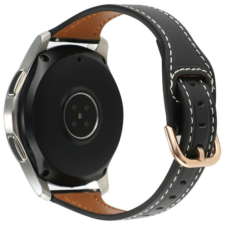 Huawei Watch GT 4 41mm / Garmin Venu 3S Genuine Cow Leather Band 20mm Watch Strap - Black+Rose Gold Buckle#serie_7