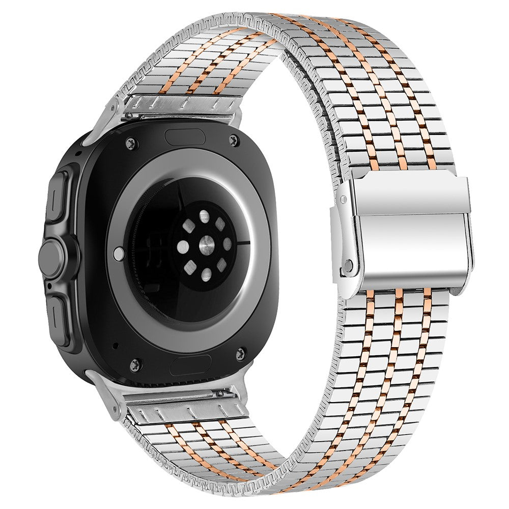 Samsung Galaxy Watch Ultra 47mm Replacement Band with Connector 7-Bead Stainless Steel Smart Watch Strap - Silver+Rose Gold#serie_3