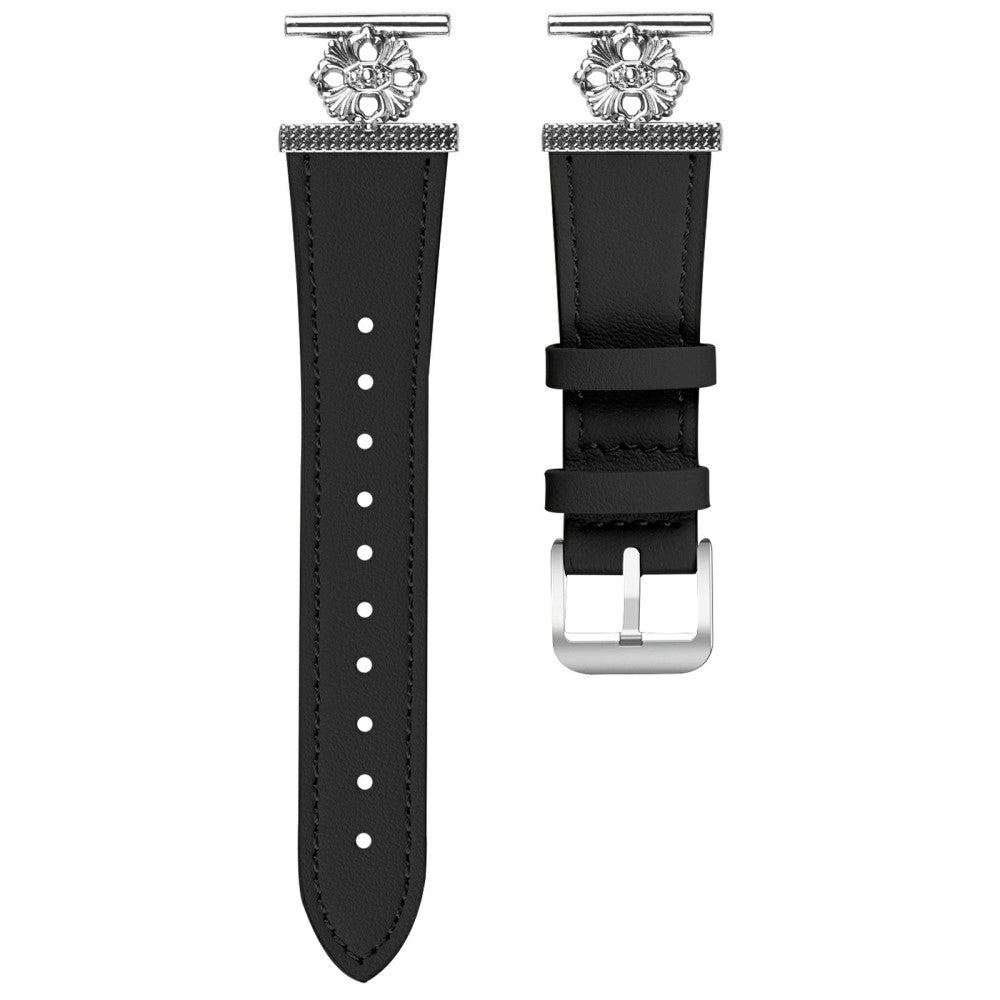 Huami Amazfit GTS 2 mini Watch Band Genuine Cow Leather Flower Decor Adjustable Strap - Black#serie_2