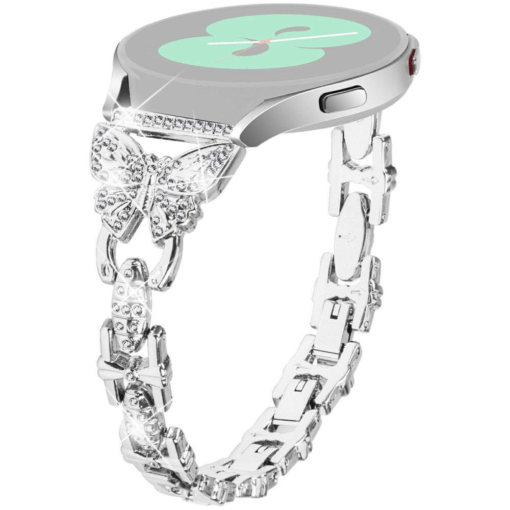 Samsung Galaxy Watch7 44mm / 40mm Butterfly Bling Rhinestone Decor Watch Band Metal Bracelet - Silver#serie_4