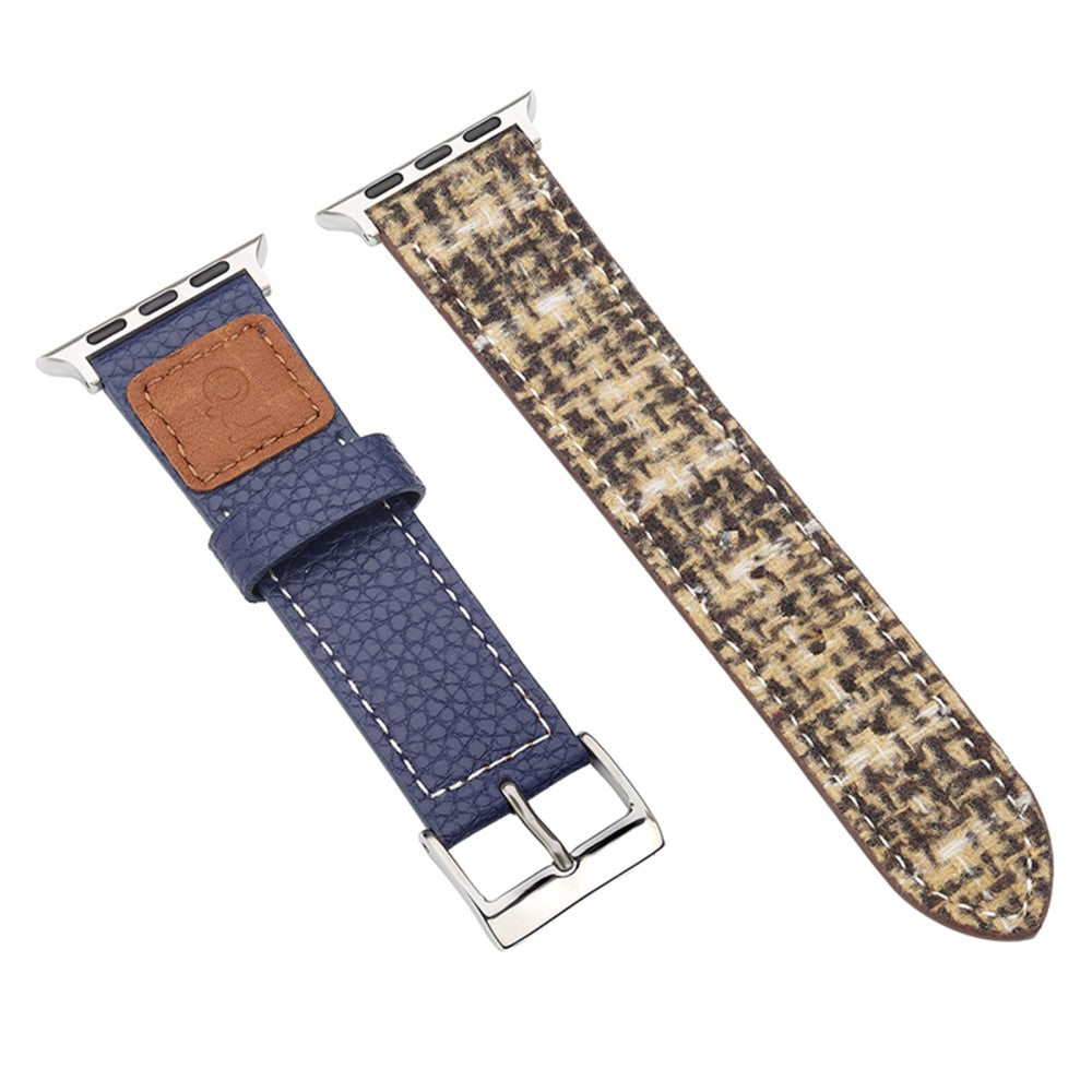 Wool + Leather Strap Apple Watch Series 41mm - 40mm - 38mm - Blue+Coffee#serie_4