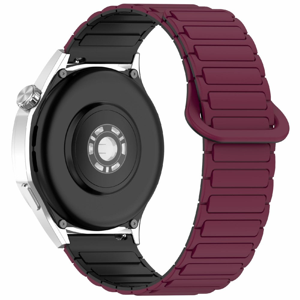 Huawei Watch GT 5 Pro 46mm / GT 5 46mm / Watch 4 / Samsung Galaxy Watch3 45mm Silicone Band 22mm Magnetic Watch Strap - Wine Red / Black#serie_6