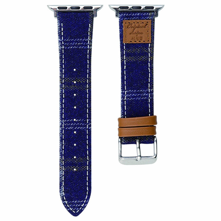 Wool + Leather Strap Apple Watch Series 49mm - 45mm - 44mm - 42mm - Blue#serie_1