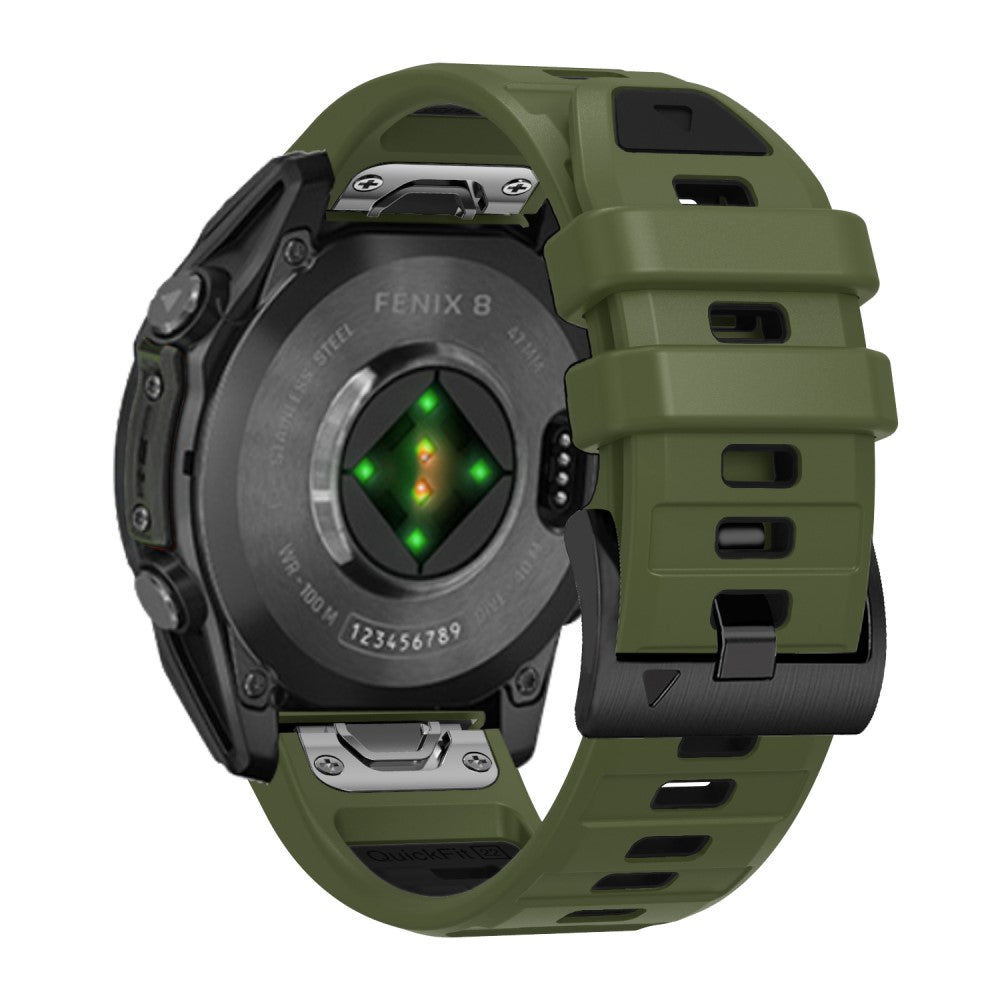 26mm Watch Strap Garmin Fenix 8 51mm / Enduro 3 / Instinct 2X Universal Silicone Band - Army Green+Black#serie_1