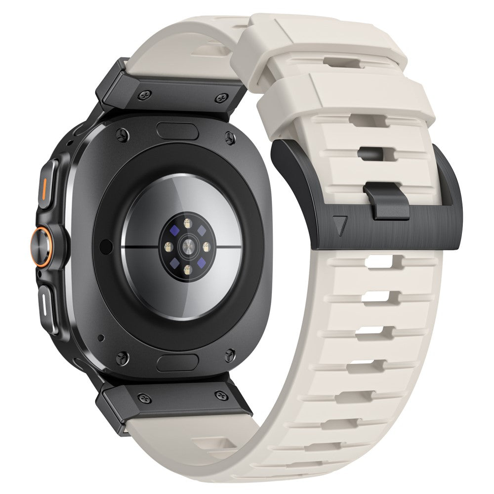 Samsung Galaxy Watch Ultra 47mm Fluorubber Strap Replacement Sport Watch Band - Starlight / Black Connector#serie_5