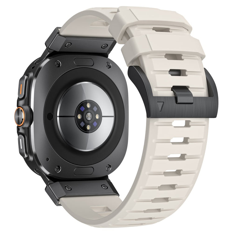 Samsung Galaxy Watch Ultra 47mm Fluorubber Strap Replacement Sport Watch Band - Starlight / Black Connector#serie_5