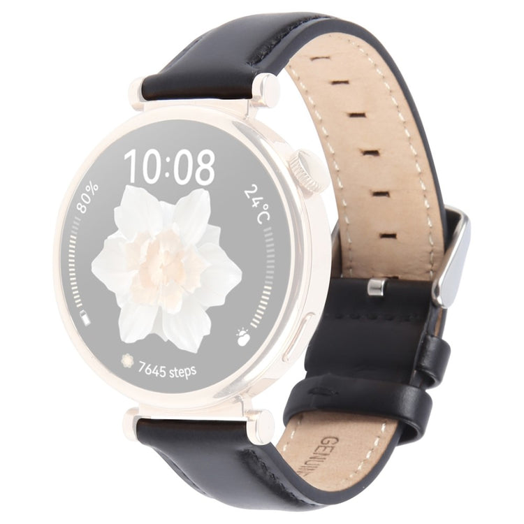 18mm Strap Garmin Venu 3S / Forerunner 265S / Forerunner 255S / Venu 2S / Vivomove 3S Top Layer Cowhide Leather Watch Band - Black#serie_2