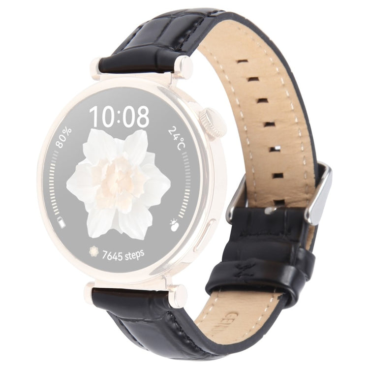 18mm Strap Garmin Venu 3S / Forerunner 265S / Forerunner 255S / Venu 2S / Vivomove 3S Top Layer Cowhide Leather Watch Band - Black Bamboo Grain#serie_3