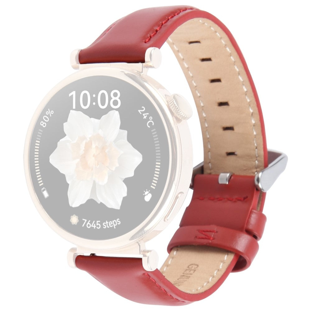 18mm Strap Garmin Venu 3S / Forerunner 265S / Forerunner 255S / Venu 2S / Vivomove 3S Top Layer Cowhide Leather Watch Band - Red#serie_4