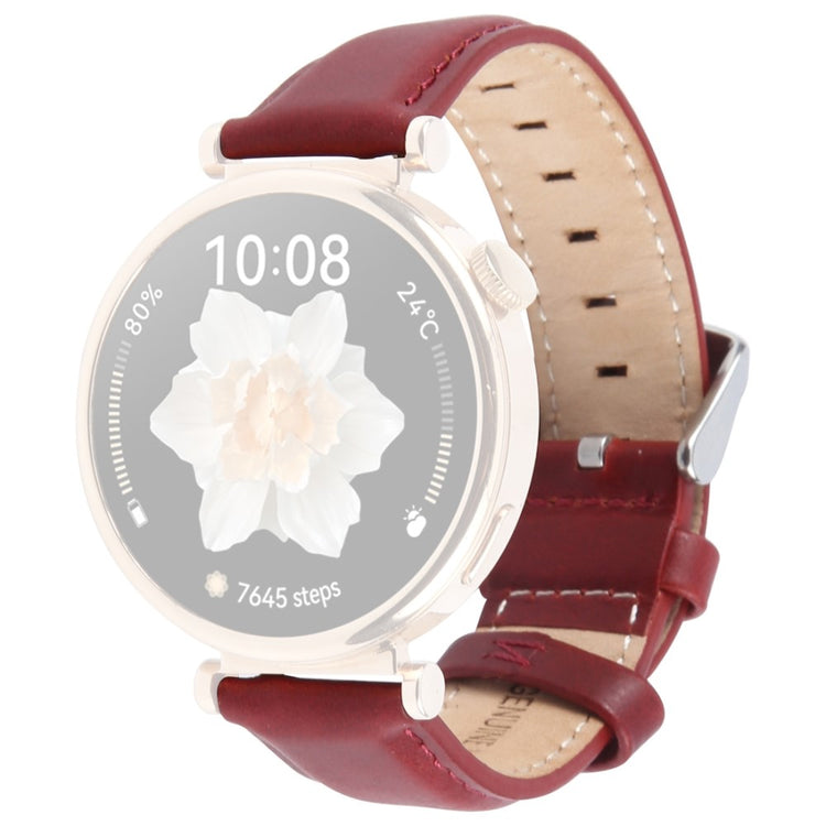 18mm Strap Garmin Venu 3S / Forerunner 265S / Forerunner 255S / Venu 2S / Vivomove 3S Top Layer Cowhide Leather Watch Band - Wine Red#serie_5
