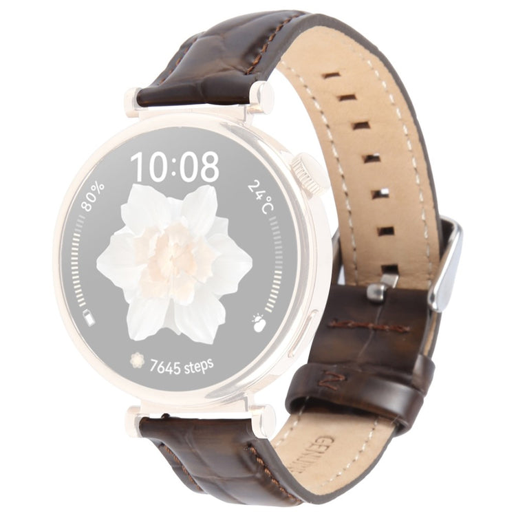 18mm Strap Garmin Venu 3S / Forerunner 265S / Forerunner 255S / Venu 2S / Vivomove 3S Top Layer Cowhide Leather Watch Band - Brown Bamboo Grain#serie_8