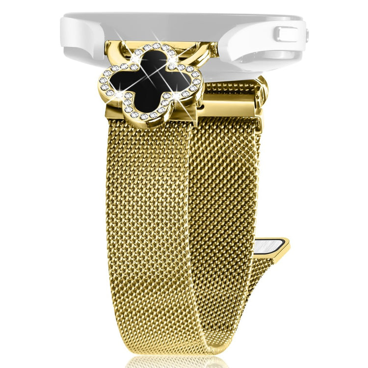 Haylou BLING LS12 Milanese Band Electroplated Stainless Steel Watch Strap Clover Decor, Size: S - Gold / Black#serie_2