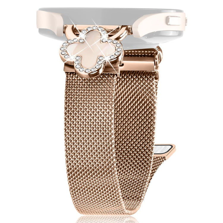 Haylou BLING LS12 Milanese Band Electroplated Stainless Steel Watch Strap Clover Decor, Size: S - Rose Gold / Colored#serie_3