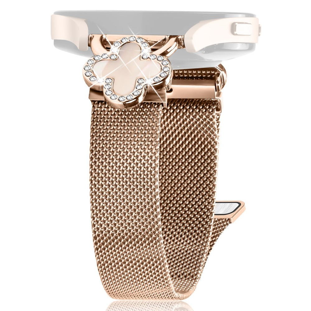 Mibro Air Milanese Band Electroplated Stainless Steel Watch Strap Clover Decor, Size: S - Rose Gold / Colored#serie_3