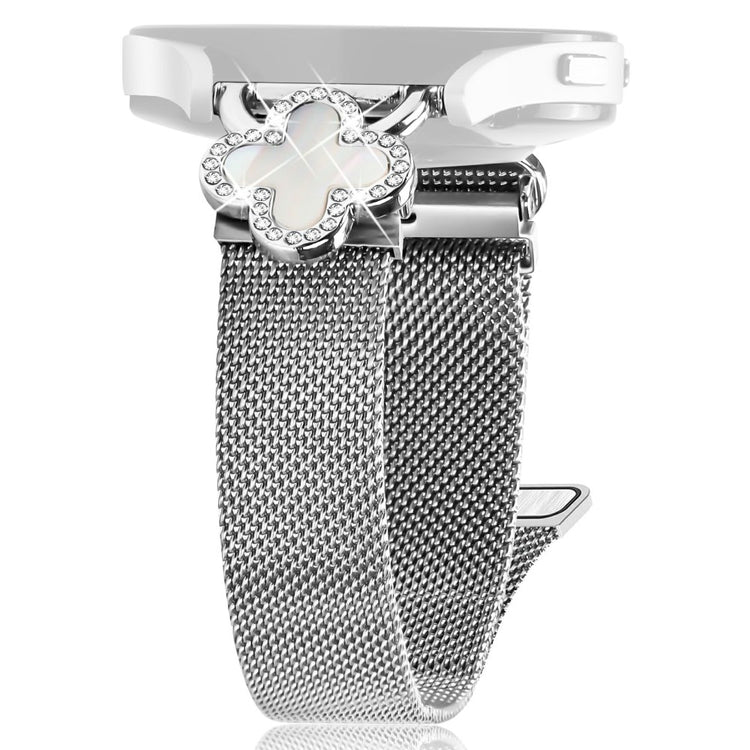 Garmin D2 Air X10 / Bounce Milanese Band Metal Magnetic Watch Strap Clover Decor, Size: L - Silver  /  Colored#serie_1