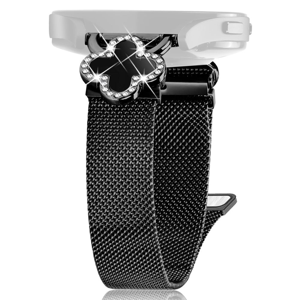 Haylou BLING LS12 Milanese Band Clover Decor Electroplated Stainless Steel Strap, Size: L - Black  /  Black#serie_1