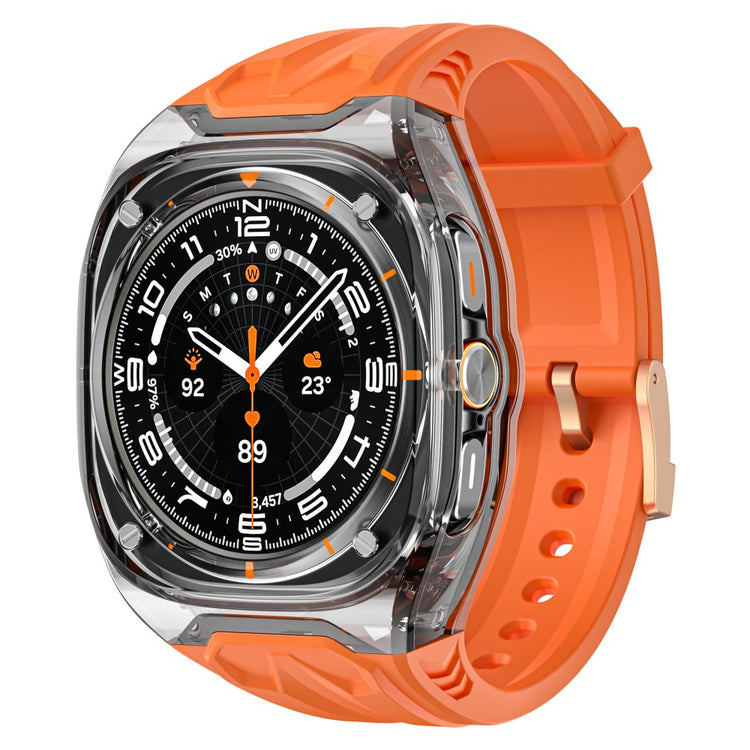 Samsung Galaxy Watch Ultra 47mm Flexible Watch Band with Transparent Watch Case - Orange+Transparent Black#serie_1