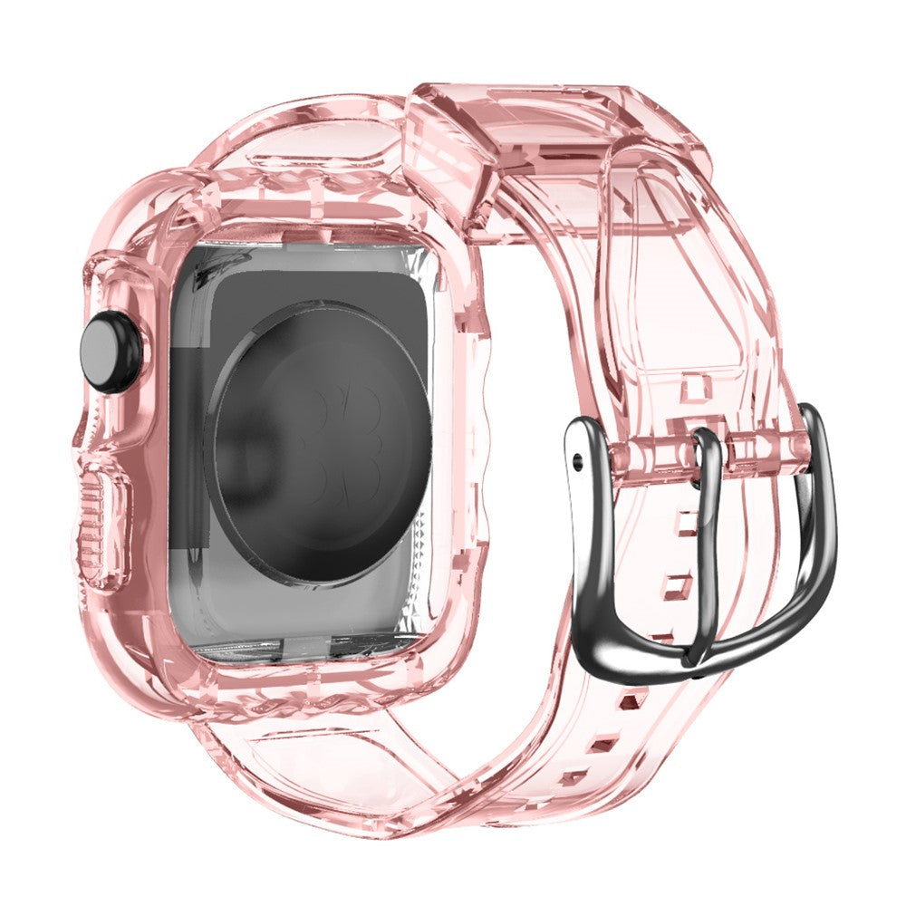 Apple Watch Series 10 42mm Watch Case with Band Wave Pattern Integrated Watch Strap Flexible Adjustable - Pink#serie_2