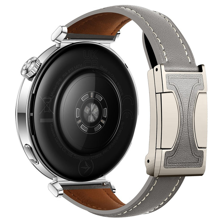 22mm Genuine Cow Leather Strap Huawei Watch GT 5 Pro 46mm / GT 5 46mm / GT 4 46mm Flat Texture Magnetic Buckle Watch Band - Grey#serie_2