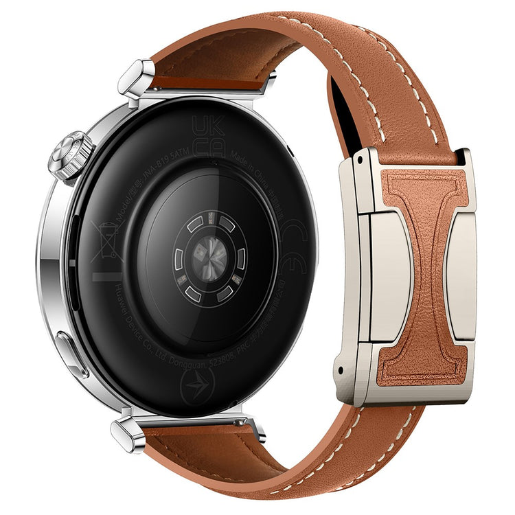 22mm Genuine Cow Leather Strap Huawei Watch GT 5 Pro 46mm / GT 5 46mm / GT 4 46mm Flat Texture Magnetic Buckle Watch Band - Brown#serie_9