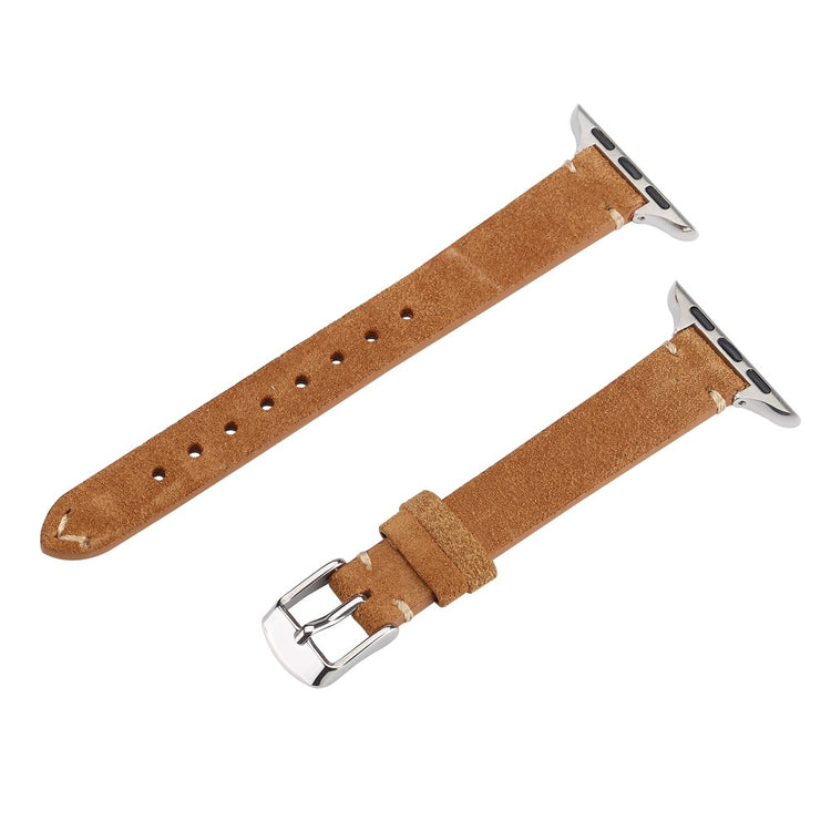Watch Band Apple Watch Series 10 46mm Genuine Cow Leather Simple Matte Strap - Brown#serie_3