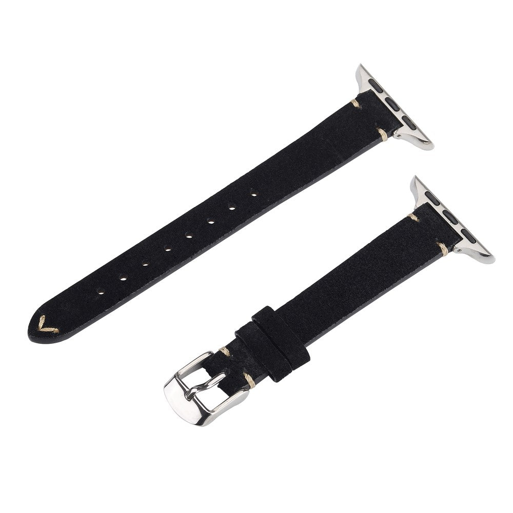Watch Band Apple Watch Series 10 46mm Genuine Cow Leather Simple Matte Strap - Black#serie_4