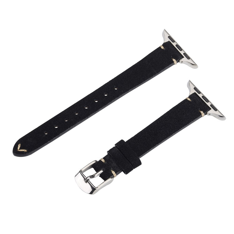 Watch Band Apple Watch Series 10 46mm Genuine Cow Leather Simple Matte Strap - Black#serie_4
