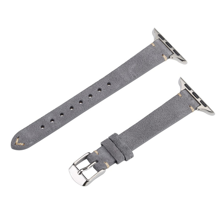 Watch Band Apple Watch Series 10 46mm Genuine Cow Leather Simple Matte Strap - Grey#serie_7