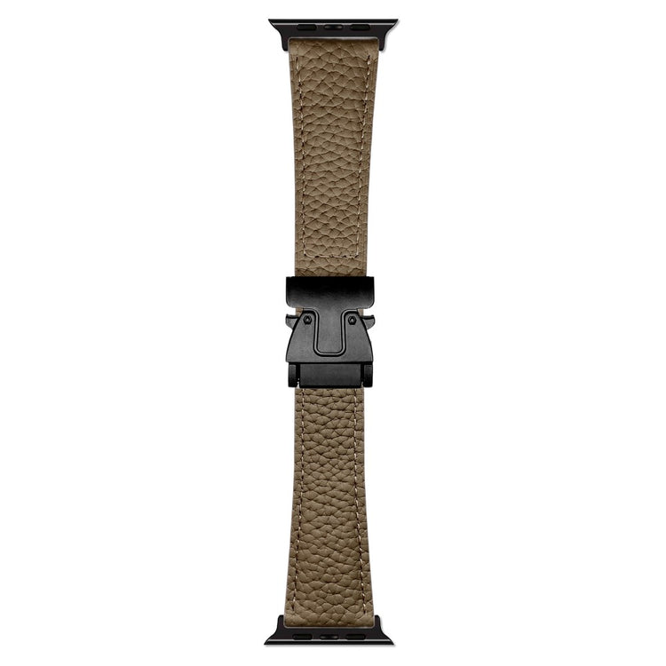 Genuine Cow Leather Strap Apple Watch Series 10 42mm Litchi Texture Magnetic Buckle Watch Band - Dark Brown#serie_4